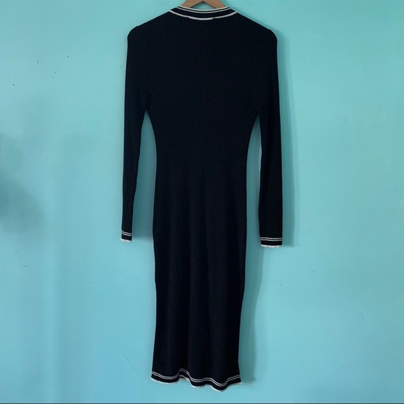 White House Black Market Wool Blend Ribbed Stripe Trim Knit Duster Cardigan - Picture 2 of 7